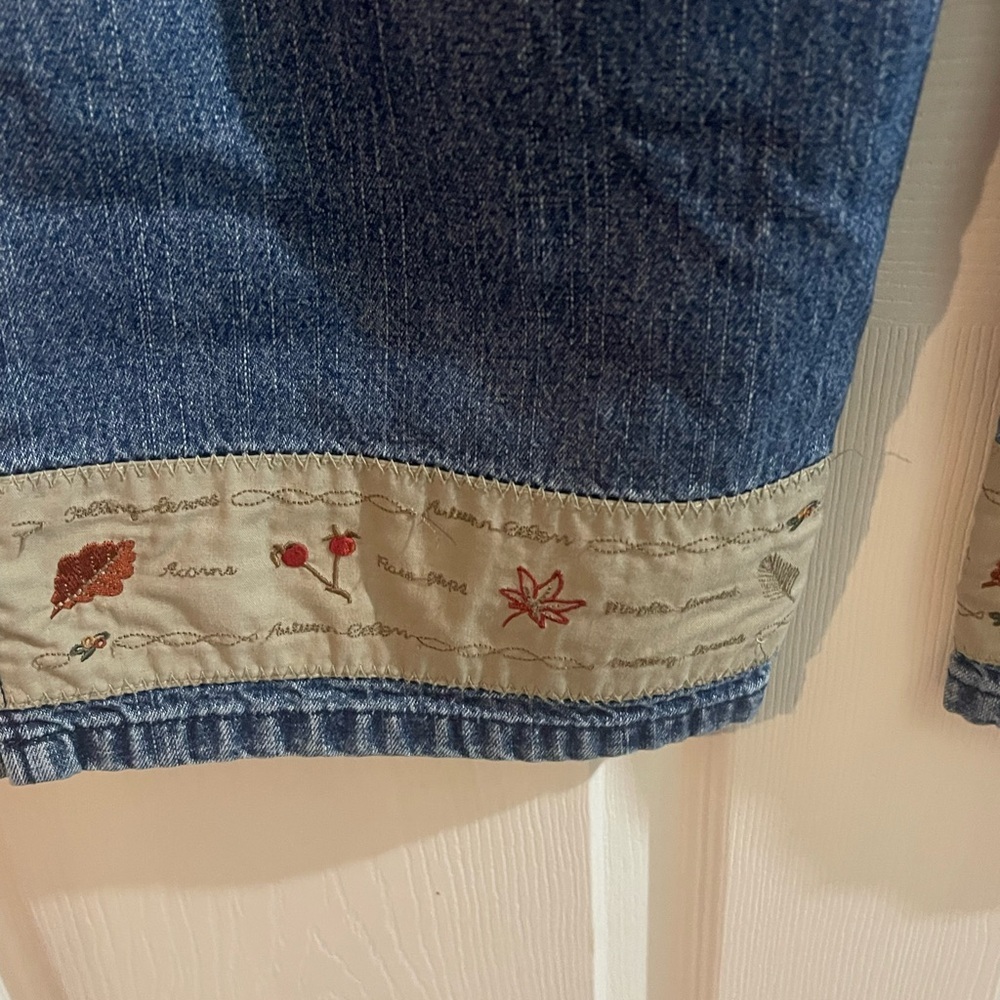 Stylish Blue Embroidered Cropped Jeans - Picture 6 of 6